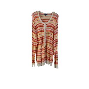 Vintage 90s Pendleton Cardigan Sweater Rainbow Stripe Cotton Coastal